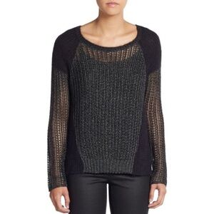Ellen Fisher The Fisher Project Long Sleeve Gray/Black Metallic Sweater Size M